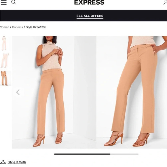 Express Editor Tan Camel EUC Pant Slacks Midrise - Picture 4 of 7
